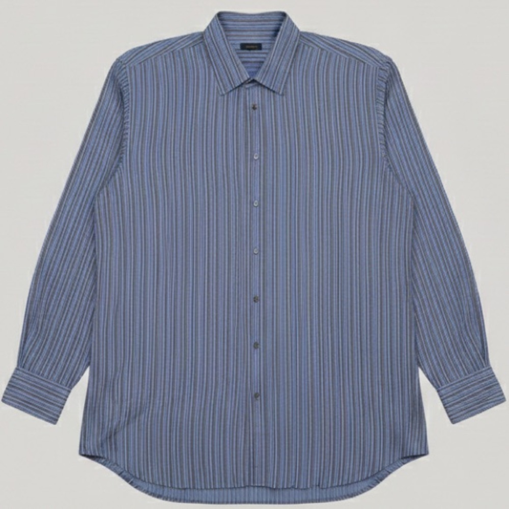 Linea Rosso  Cornflower Blue Micro-Stripe Button down | Crisp Point Collar- 2XL